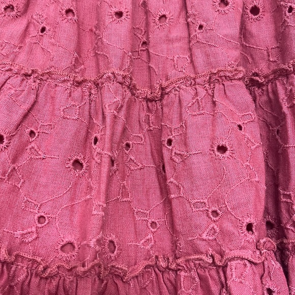 American Eagle Dusty Rose Colored Skirt with Embroidered Flowers - Picture 2 of 3